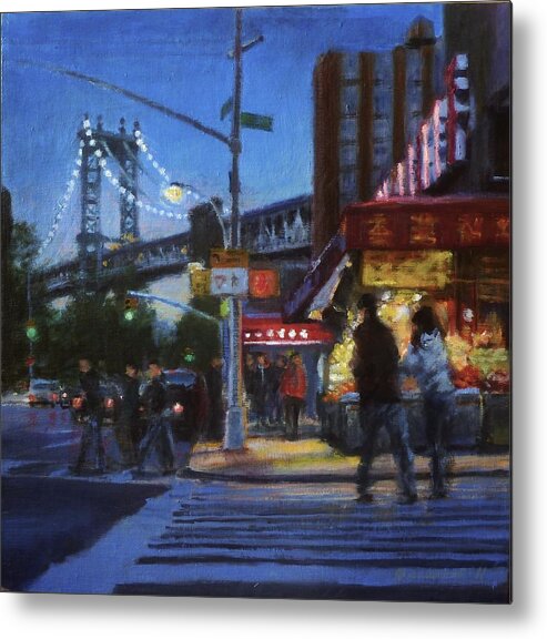 Chinatown Nocturne Metal Print featuring the painting Chinatown Nocturne by Peter Salwen