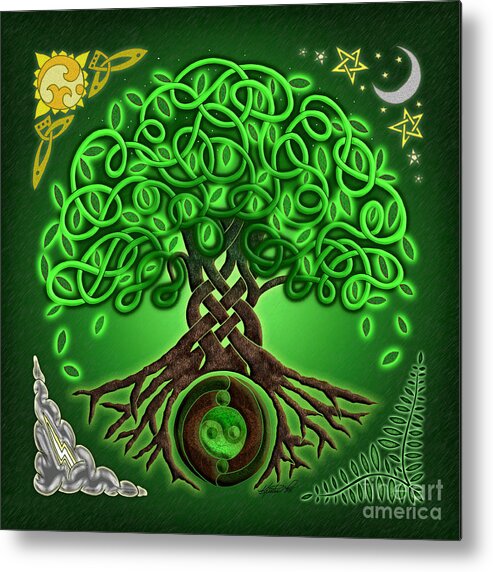 Artoffoxvox Metal Print featuring the mixed media Circle Celtic Tree of Life by Kristen Fox