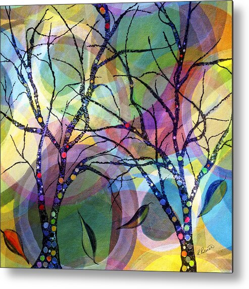 Abstract Metal Print featuring the painting Circle Trees by Ruth Palmer