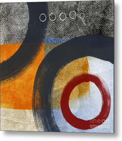 Circles Abstract Blue Red White Grey Gray Black Orangetan Brown Painting Shapes Geometric abstract Shapes abstract Circles Contemporary Modern Hotel Office Lobby Urban Loft Studio Red Circle White Circles Square Metal Print featuring the painting Circles 3 by Linda Woods