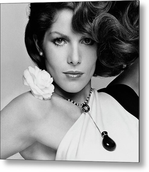 Accessories Metal Print featuring the photograph Close Up Portrait Of Lois Chiles by Francesco Scavullo