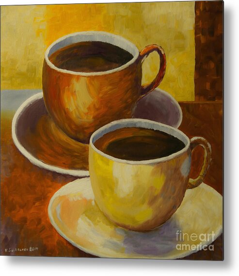 Art Metal Print featuring the painting Coffee time by Veikko Suikkanen