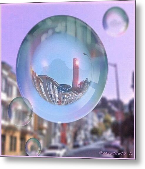 Architecture Metal Print featuring the photograph Coit Tower in a Bubble and Purple Sky by Anna Porter