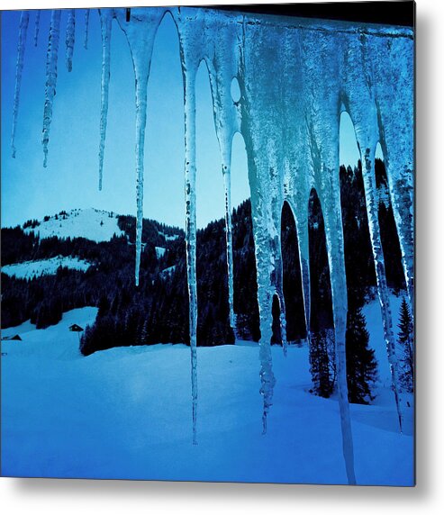 Icicles Metal Print featuring the photograph Cold outside - icicles in winter by Matthias Hauser