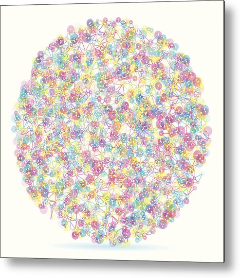 Triangle Shape Metal Print featuring the drawing Color Circle Abstract Network Pattern by FrankRamspott