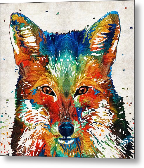 Fox Metal Print featuring the painting Colorful Fox Art - Foxi - By Sharon Cummings by Sharon Cummings