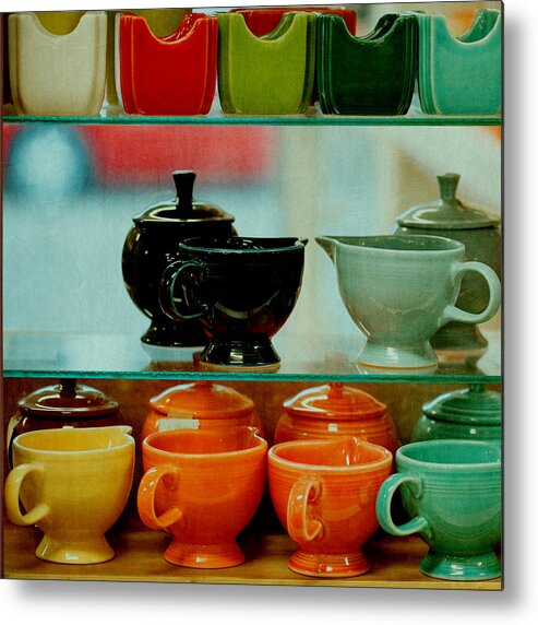 Still Life Photography Metal Print featuring the photograph Colorful Glassware by Bonnie Bruno