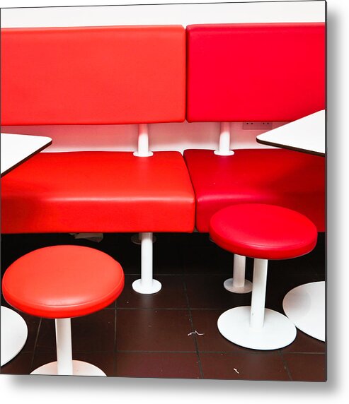 Bar Metal Print featuring the photograph Colorful seats by Tom Gowanlock
