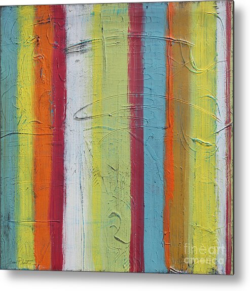 Painting Metal Print featuring the painting Colorful Stripes-JP2504 by Jean Plout