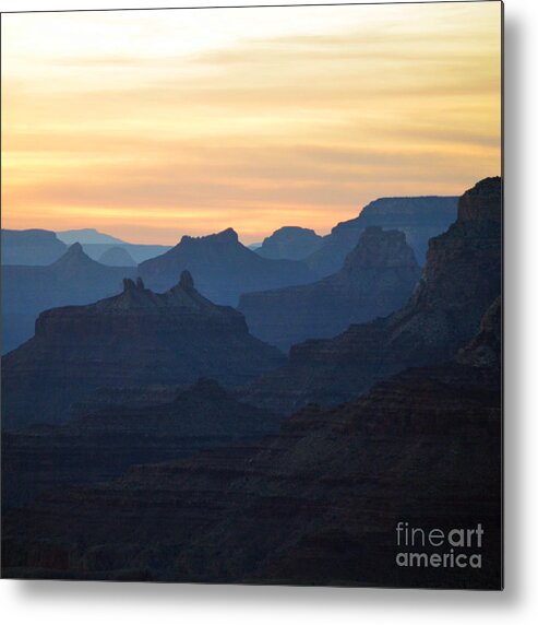 Grand Canyon National Park Metal Print featuring the photograph Colorful Sunset Twilight over Silhouetted Spires in Grand Canyon National Park Square by Shawn O'Brien