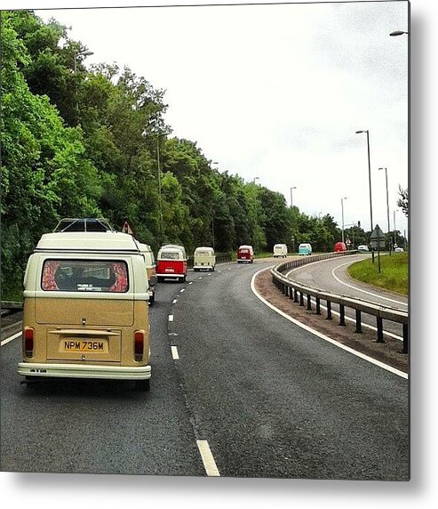 Summer Metal Print featuring the photograph Convoy To The #camper&busshow At by Jimmy Lindsay