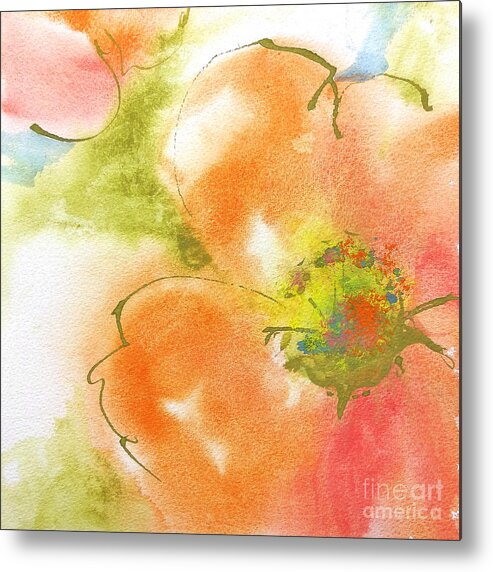 Watercolors Metal Print featuring the painting Coral Poppy I by Chris Paschke