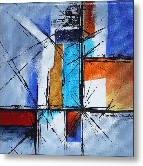 Abstract Metal Print featuring the painting Corners by Jo Appleby