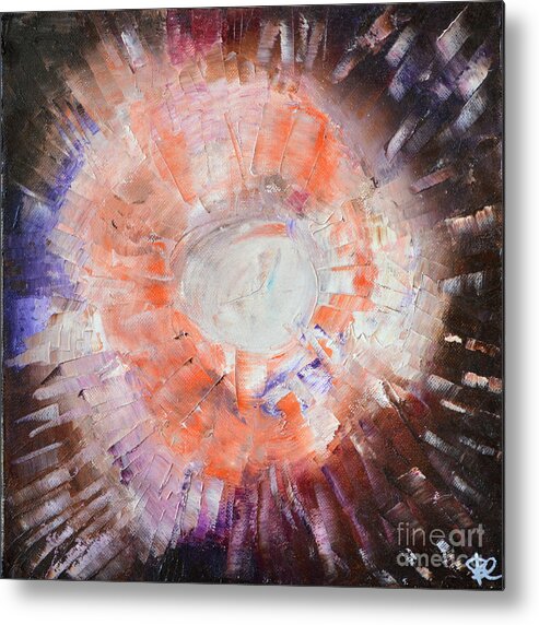Abstract Painting Paintings Metal Print featuring the painting Cosmic Burst by Belinda Capol