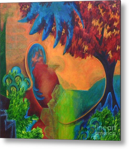 Abstract Landscape Metal Print featuring the painting Costa Mango by Elizabeth Fontaine-Barr