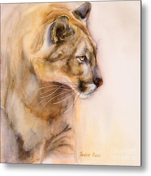Cougar Metal Print featuring the painting Cougar on the Prowl by Bonnie Rinier
