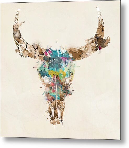 Cow Skull Metal Print featuring the painting Cow Skull by Bri Buckley
