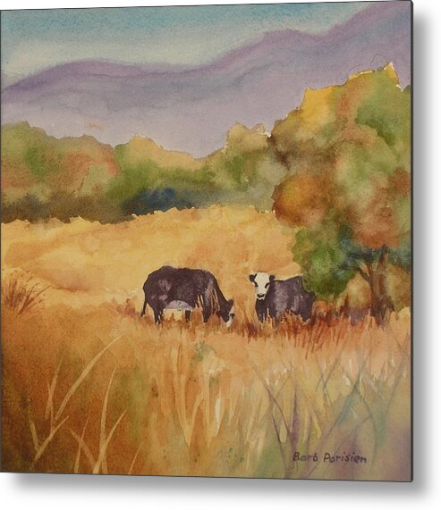 Cows Metal Print featuring the painting Cows by Barbara Parisien