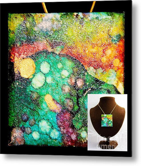 Alcohol Ink Metal Print featuring the painting Crater Mountain Necklace by Alene Sirott-Cope