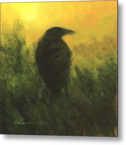 Crow Metal Print featuring the painting Crow 5 by David Ladmore