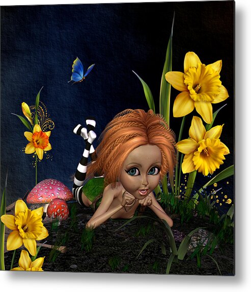 Daffodil Garden Metal Print featuring the digital art Daffodil Garden by John Junek