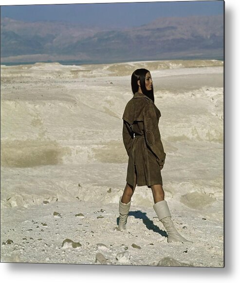 Accessories Metal Print featuring the photograph Daliah Lavi Wearing A Beged-or Coat by John Cowan