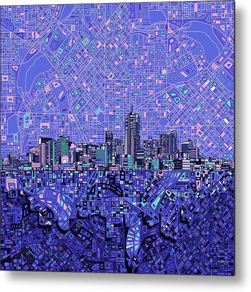 Denver Skyline Metal Print featuring the painting Denver Skyline Abstract 4 by Bekim M