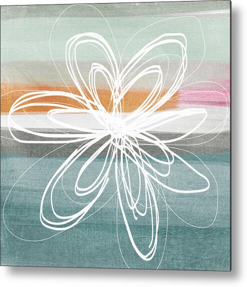 Flower Painting Metal Print featuring the painting Desert Flower- Contemporary abstract flower painting by Linda Woods