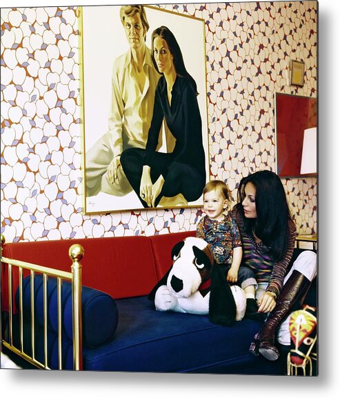 1970s Style Metal Print featuring the photograph Diane Von Furstenberg With Her Son by Horst P. Horst