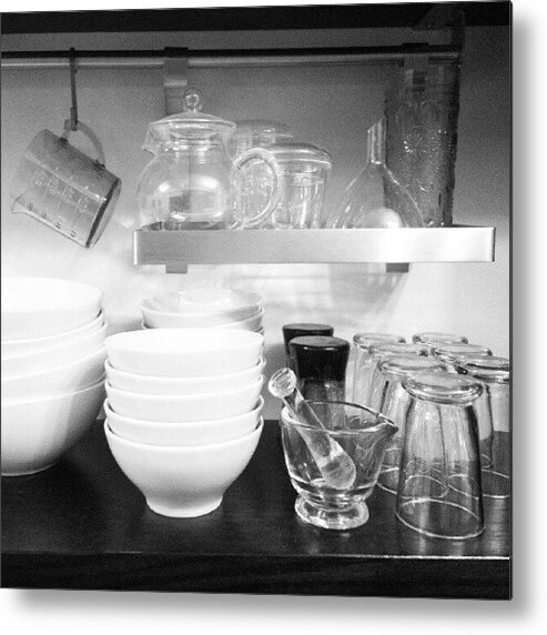 Dishes Metal Print featuring the photograph Dishes In Grey by Jill Tuinier
