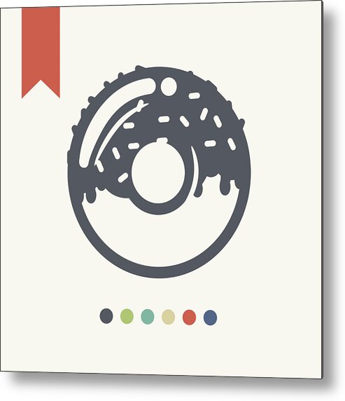 Breakfast Metal Print featuring the drawing Donut Icon by Fairywong