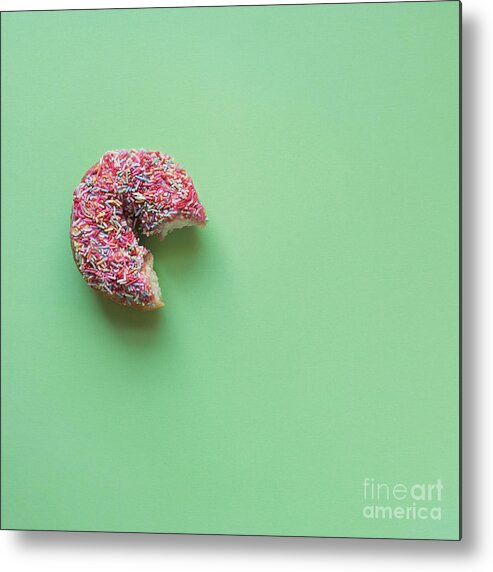 Food Metal Print featuring the photograph Donut With A Bite by Gillian Vann