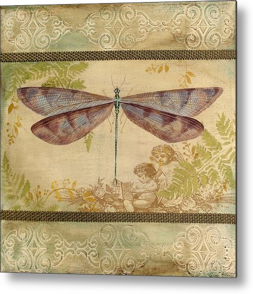 Acrylic Painting Metal Print featuring the painting Dragonfly and the Angel-4 by Jean Plout