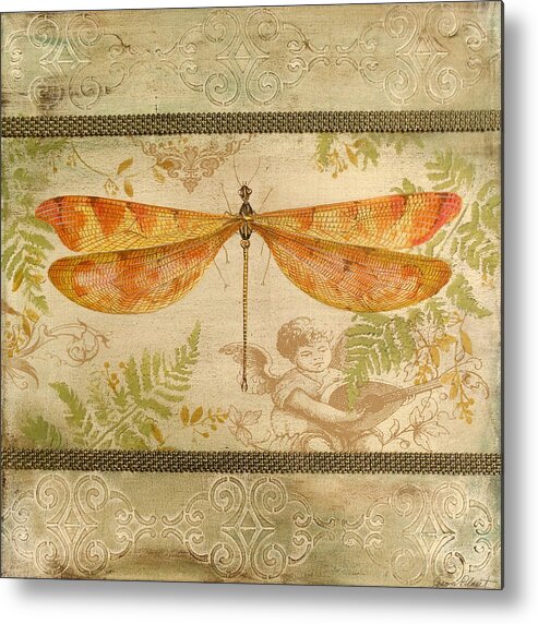 Acrylic Painting Metal Print featuring the painting Dragonfly and the Angel-5 by Jean Plout