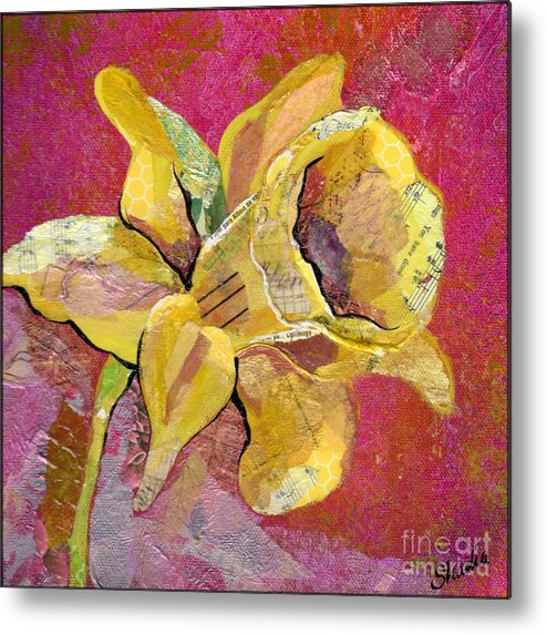 Flower Paintings Metal Print featuring the mixed media Early Spring I Daffodil Series by Shadia Derbyshire