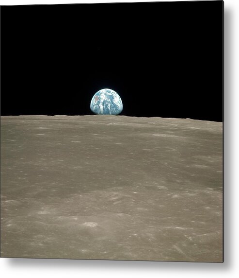 Earth Metal Print featuring the photograph Earthrise Over Moon by Nasa