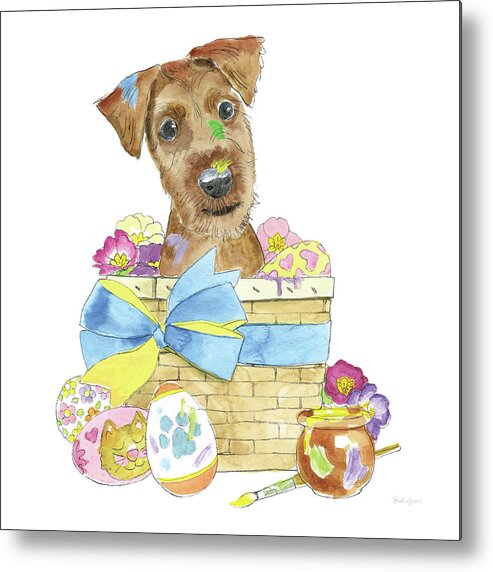 Animals Metal Print featuring the painting Easter Pups IIi by Beth Grove