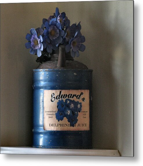 Still Life Metal Print featuring the digital art Ed's Delphinium Juice by Lin Grosvenor