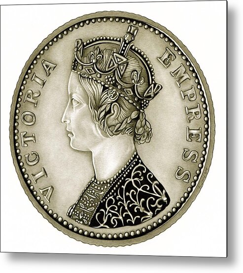 Currency Metal Print featuring the drawing Silver Empress Victoria by Fred Larucci