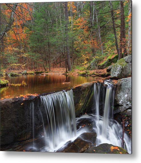 Autumn Waterfall Metal Print featuring the photograph Enders Falls Square by Bill Wakeley