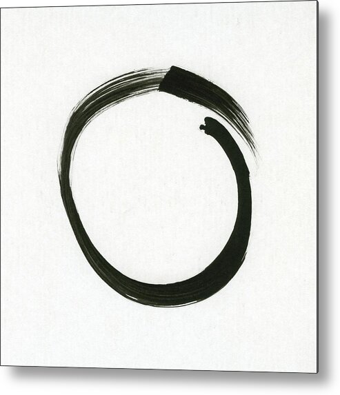 Enso Metal Print featuring the painting Enso #1 - Zen Circle Minimalistic Black and White by Marianna Mills