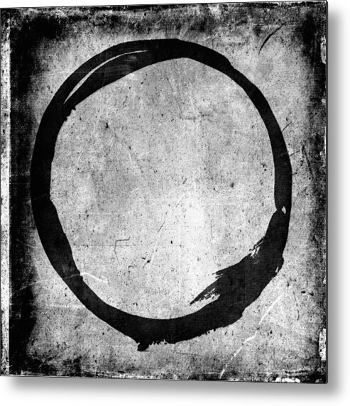 Black Metal Print featuring the painting Enso No. 109 Black on White by Julie Niemela