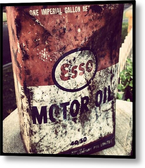 Antique Metal Print featuring the photograph #esso #oil #car #can #angle #retro #vw by Joshua Morrissey