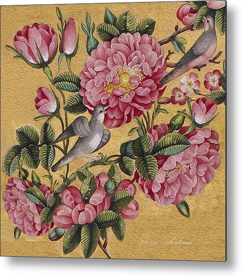 Floral Metal Print featuring the painting Exotic Camellias by Portraits By NC