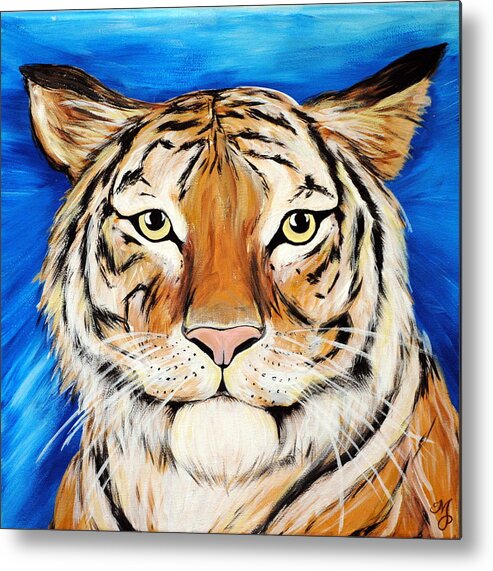 Tiger Metal Print featuring the painting Eye of the tiger by Meganne Peck