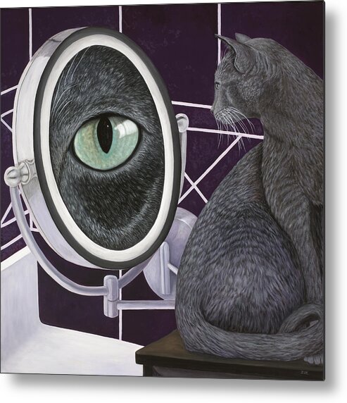 Cat Art Metal Print featuring the painting Eye See You by Karen Zuk Rosenblatt