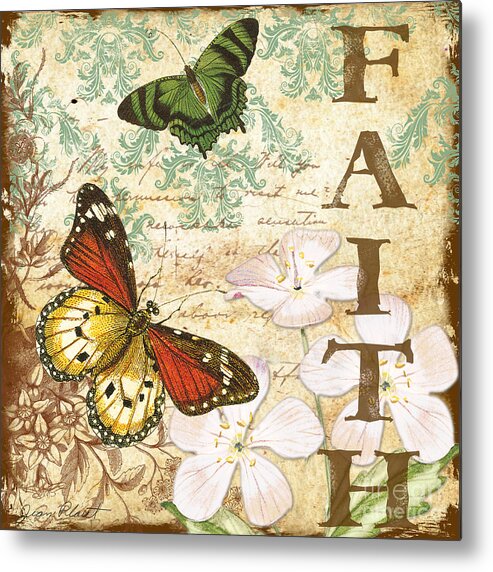 Digital Art Metal Print featuring the digital art Faith and Butterflies by Jean Plout