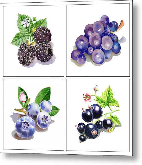 Blackberry Metal Print featuring the painting Farmers Market Gifts Black And Blue Vitamins by Irina Sztukowski