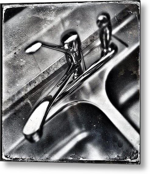 Faucet Metal Print featuring the photograph Faucet In Black & White Hdr by Couvegal Brennan