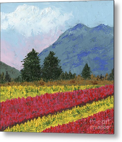 Field Metal Print featuring the painting Field in Bloom by Ginny Neece